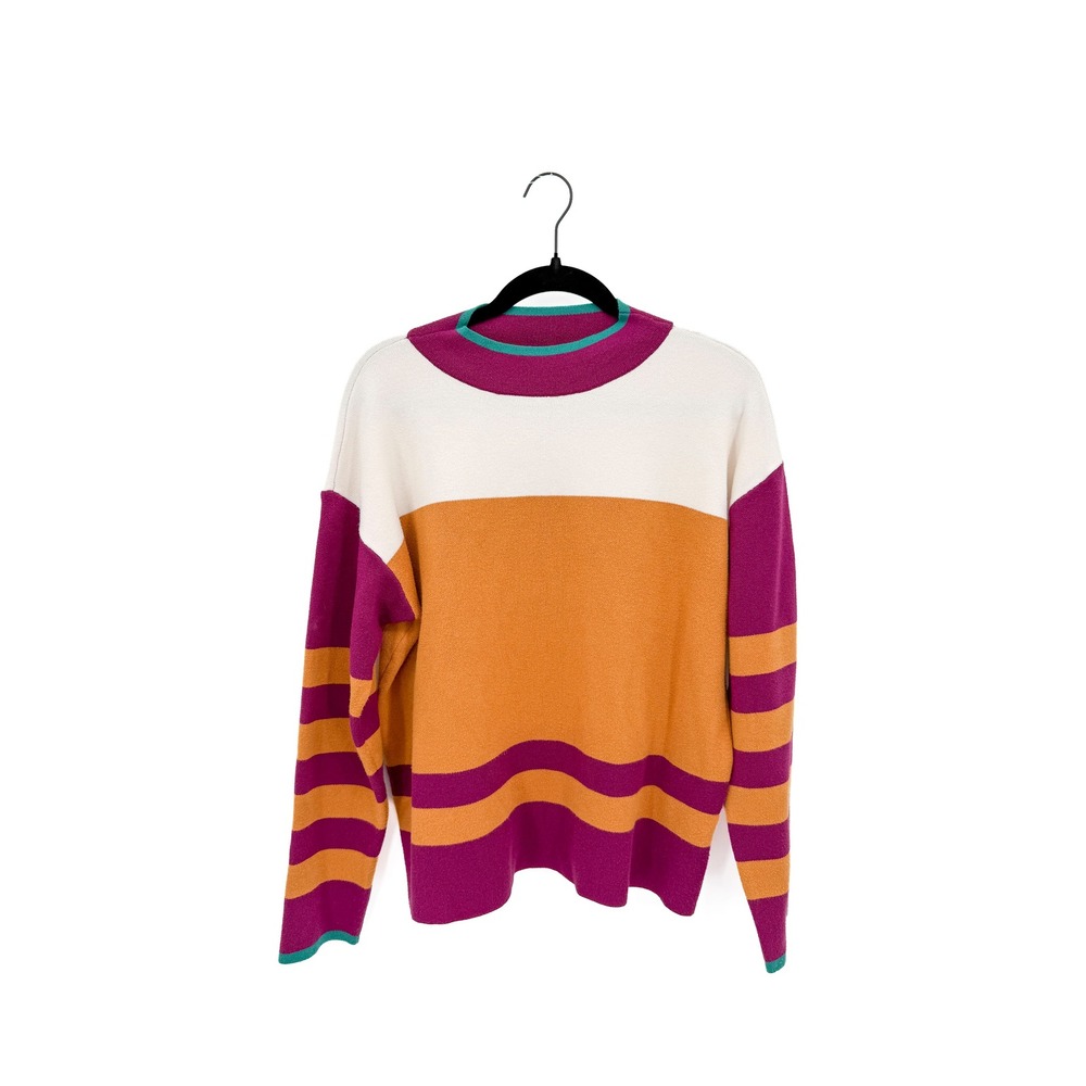 Betsey's Boutique Shop Sweater Womens L Multicolor Colorblock 54620BB Striped